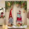 Hnmdmyi Christmas Shower Curtain 180x200, Cute Gnome Colorful Gift Boxes Green Pine Branch Xmas Winter Holiday Bathroom Curtains Waterproof Polyester