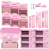 Lash Clusters Kit Lashes Clusters 12 Boxes Cluster Lashes Soft Eyelash Extensions Wispy Eyelash Cluster with Lash Bond and