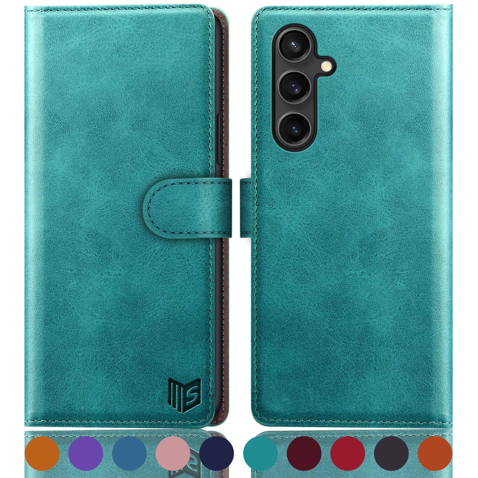 SUANPOT compatible with Samsung Galaxy A16 5G case with [RFID Blocking][Credit Card Holder],PU Leather Flip Book Protective Cover Women Men for