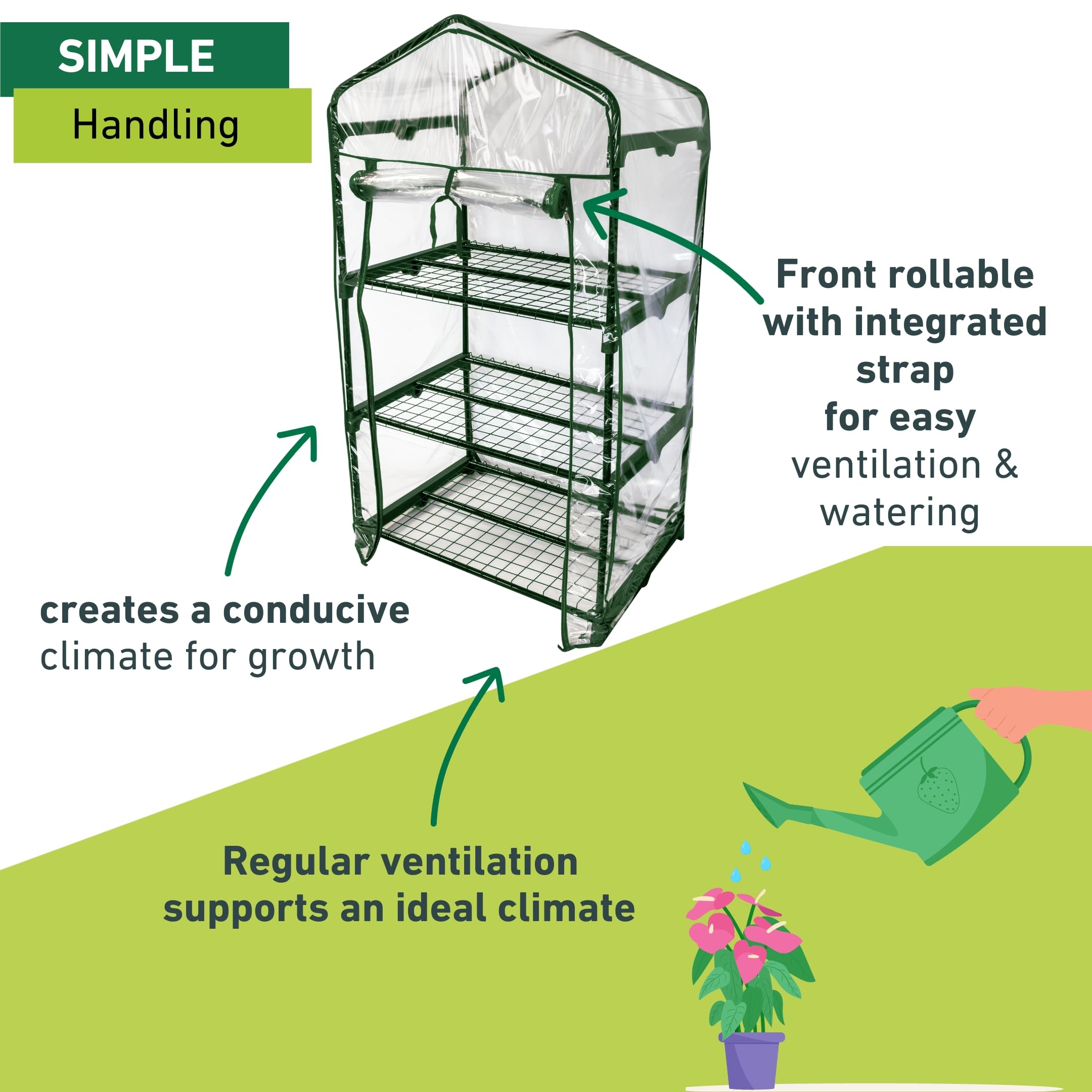 Windhager Balcony Cold Frame Foil Greenhouse for Herbs, Tomatoes etc. 68 x 49 x 128 cm