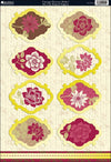 Shabby Chic Die-Cut Punch-Out Sheet 8"X12"-Vintage Flowers Ruby/Ivory
