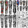 Metuu 46 Sheets Large Size Full Arm Temporary Tattoos For Men and women, Lion Dragon Clock Flower Skeleton Shoulder Forearm Temp Waterproof Tattoo