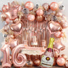 Sweet 16th Birthday Decorations, Rose Gold Birthday Balloons, Girl Party Decorations Set With 16th Banner, Champagne Balloon, Triangle Flag Banner