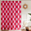 Ohocut Checkered Shower Curtain, Double Pink Plaid Shower Curtains for Bathroom, Cute Retro Checkerboard Shower Curtain Vintage Aesthetic, Machine