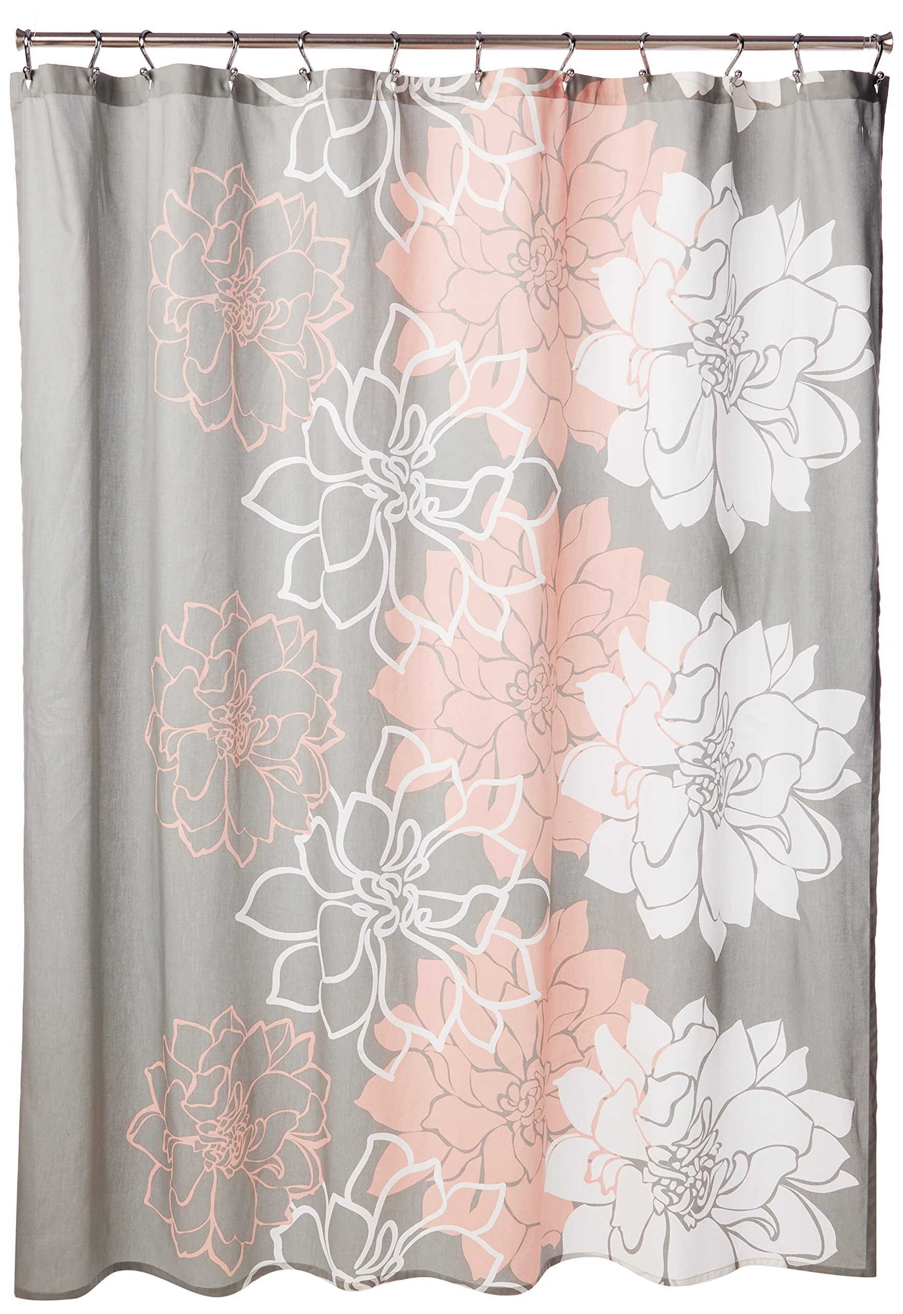 Madison Park Lola 100% Cotton Shower Curtain, Casual Large Floral Design, Modern Bathroom Decor, Machine Washable, Fabric Privacy Screen 72x72,