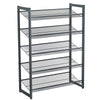 SONGMICS Shoe Rack, 5-Tier Stackable Shoe Storage Shelf, Metal Shoe Organiser with Adjustable Flat or Angled Shelves, 30.5 x 74 x 103.8 cm, Holds