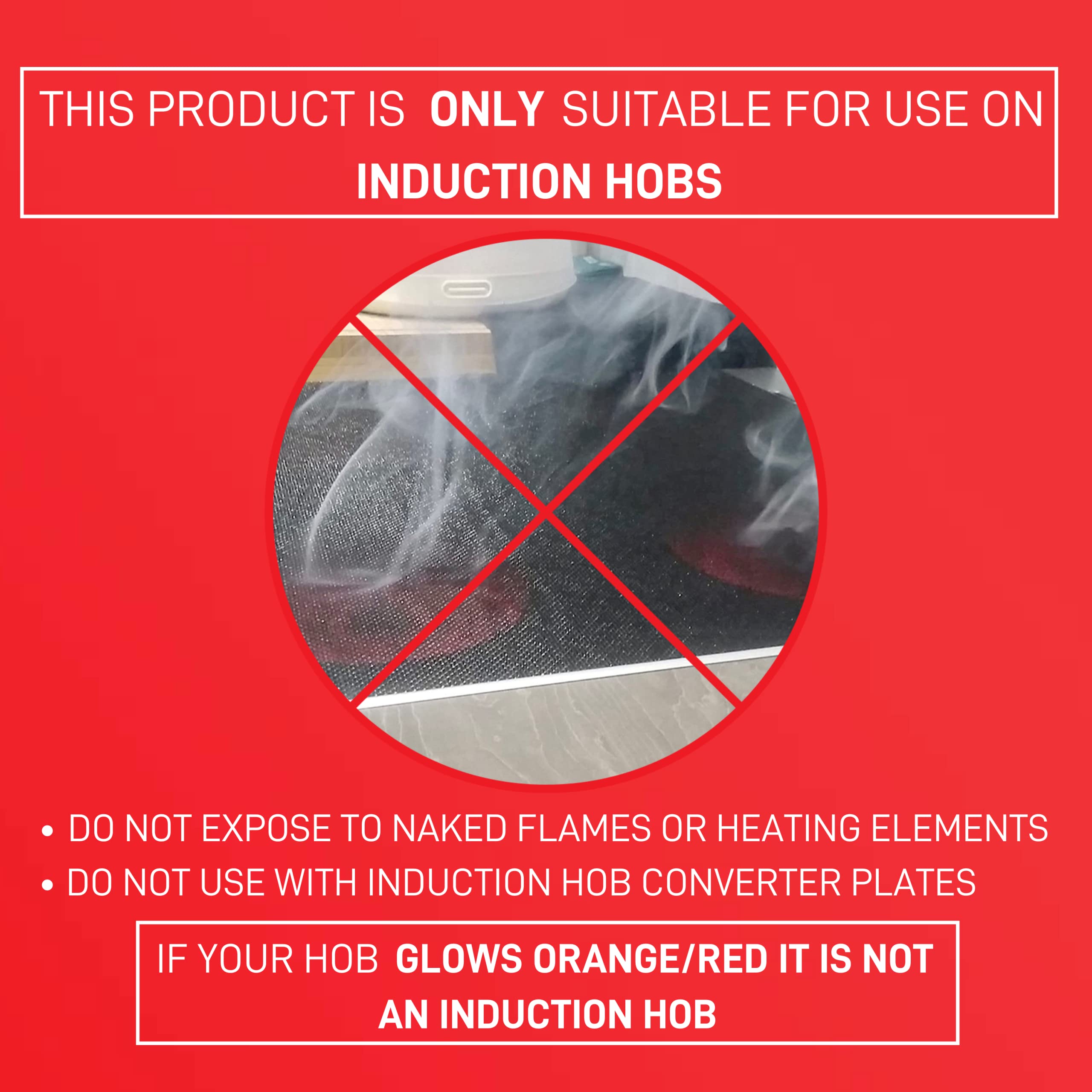 Bake-O-Glide EDGED Induction Hob Protector Standard (4 Ring), Black, 590 x 520mm