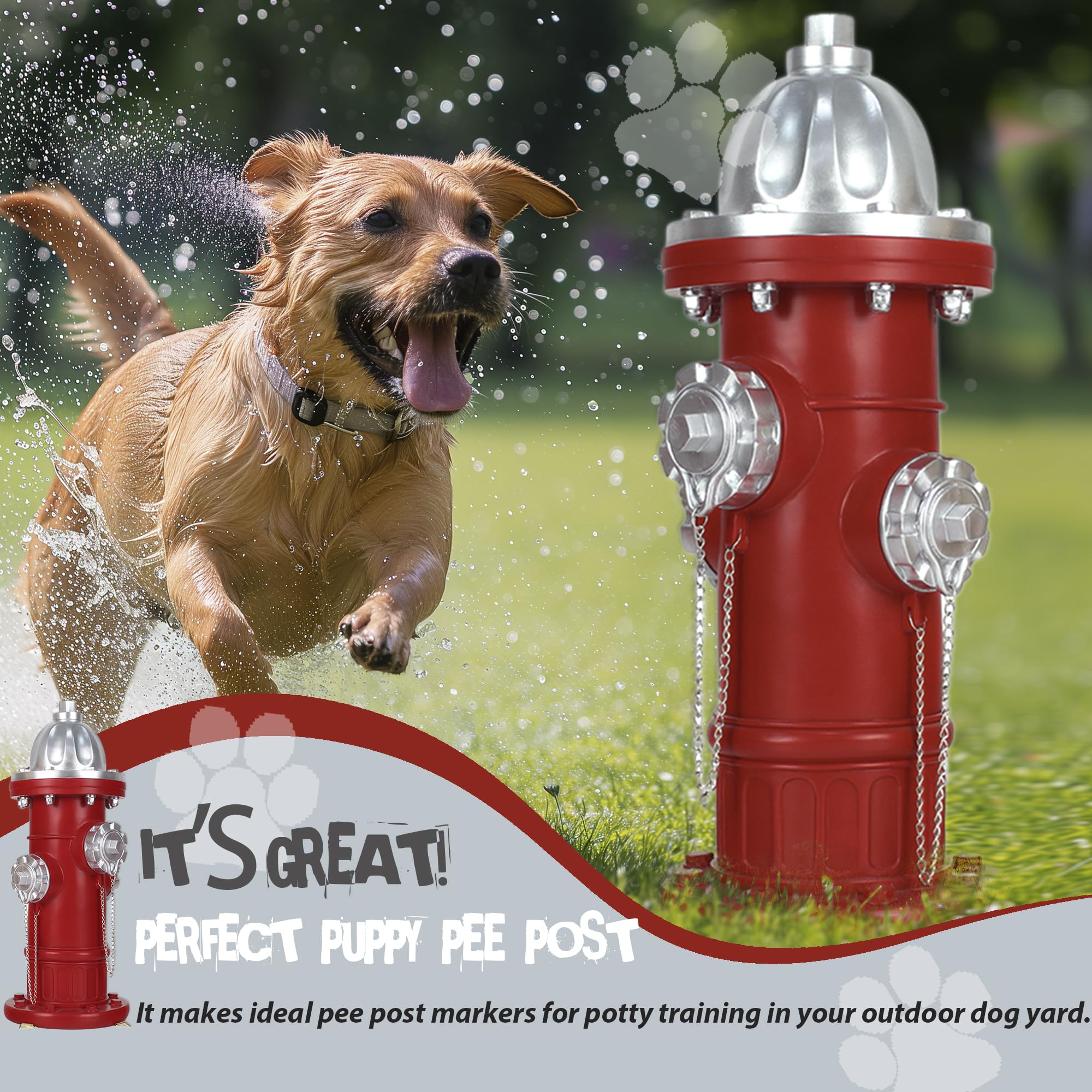 Dog Fire Hydrant Pee Post, Prefdo Puppy Pee Post Training Statue, Indoor Outdoor Fire Hydrant Decor Figurines for Yard Art Garden Lawn, Gift for