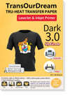 TransOurDream Tru-Transfer Paper Upgraded 3.0 100 Sheets A4 for Inkjet&Laser Printer Iron on Heat Transfer Paper for Dark Fabric Transfers for Black