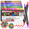 Funnasting Acrylic Paint Pens, 120 Colours Dual Tip Acrylic Pens, Fine & Brush Tip Paint Markers, Acrylic Markers for Rock Painting, Glass, Wood,