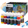 Artecho Acrylic Paints Set 18 Colors 2 Ounce/59ml with 10 Art Brushs, Non Toxic, Model Paint, Waterproof Paint, Acrylic Paint Kit for Canvas, Crafts,