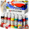fantastory Acrylic Paint Set, 18 x 60 ml with 12 Brushes; Halloween Acrylic Paint, Waterproof; For Artwork & DIY Projects on Canvas, Wood, Glass,