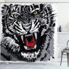 ABAKUHAUS Safari Shower Curtain, Illustration of Charismatic Tiger Territorial Predator Power with Patterns, Cloth Fabric Bathroom Decor Set with