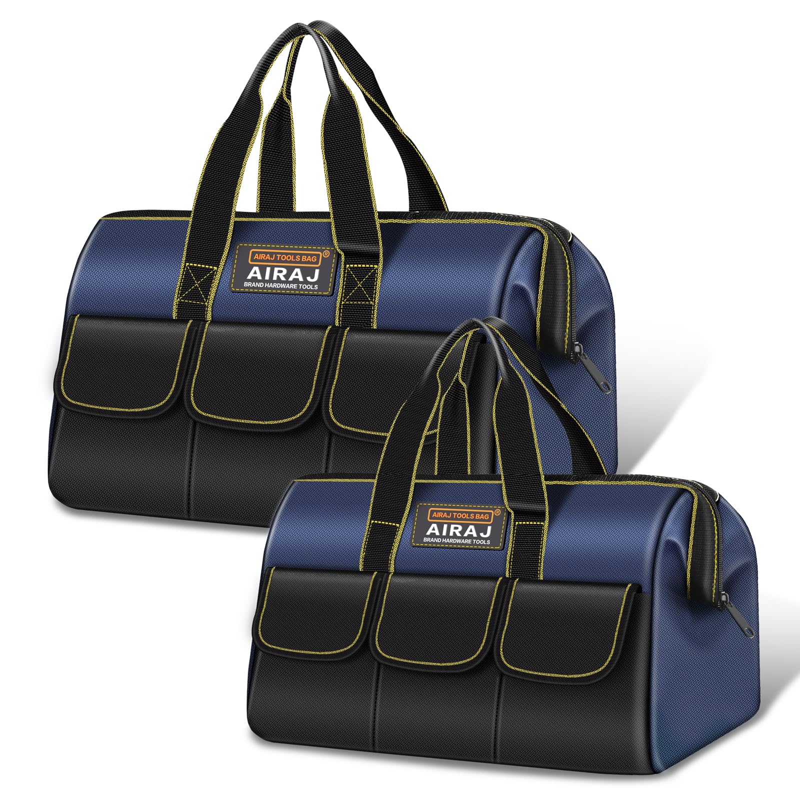 Tool Bag 2-Pack Set | AIRAJ 16" & 18" Small Tool Bag | Wide Mouth Tool Bags for Men and Women | Small Tool Tote | Tool Organizer for Home
