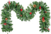 9FT/2.7m Christmas Garland, Uten Fireplace Garland Christmas, Green Christmas Garland with Pine Needles, Pine Cones Red Berries Artificial Wreath