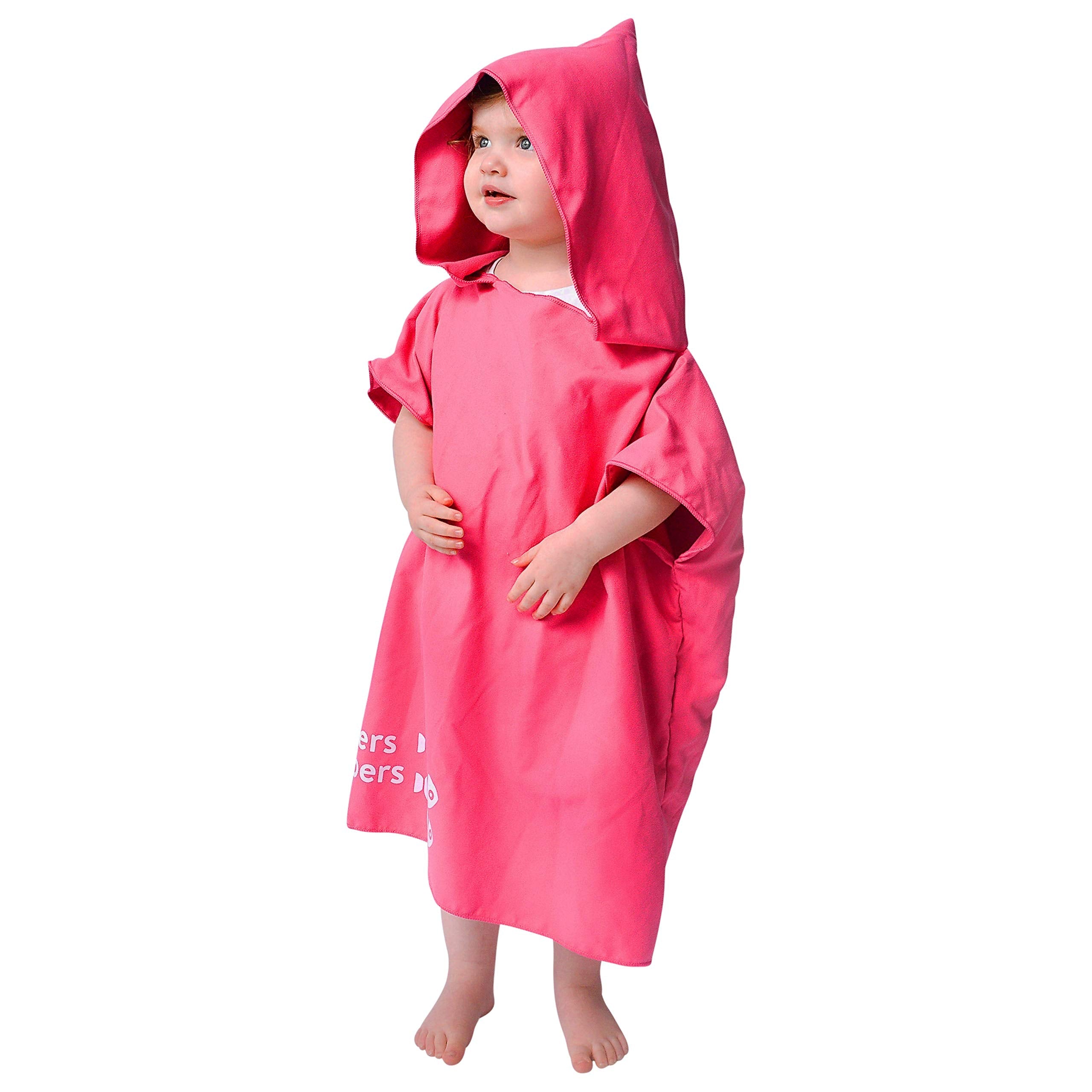 tiddlers & nippers Kids Patterned/Plain Microfibre Hooded Towel/Poncho | Lightweight, Super Absorbent Microfiber & Quick Drying | Ideal For Beach,