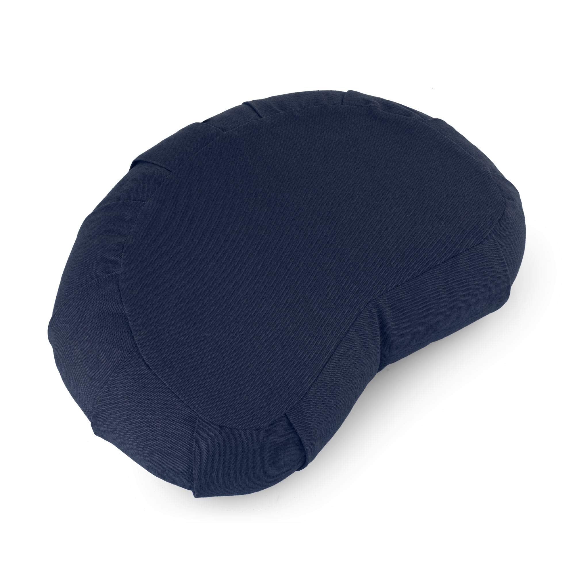 basaho CRESCENT Zafu Meditation Cushion | Organic Cotton | Buckwheat Hulls | Removable Washable Cover (Midnight Blue)