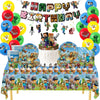 Minecraft Birthday Party Kit for Boys Kids - Complete Tableware Set with Happy Birthday Banner, Balloons, Tablecloth, Paper Plates, Cups, Napkins &