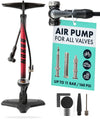 AARON - Sport One Bike Floor Pump with Pressure Gauge - Suitable for all Valves - High-Pressure Bike Pumps Incl. Ball Attachment - Pump for E-bike,