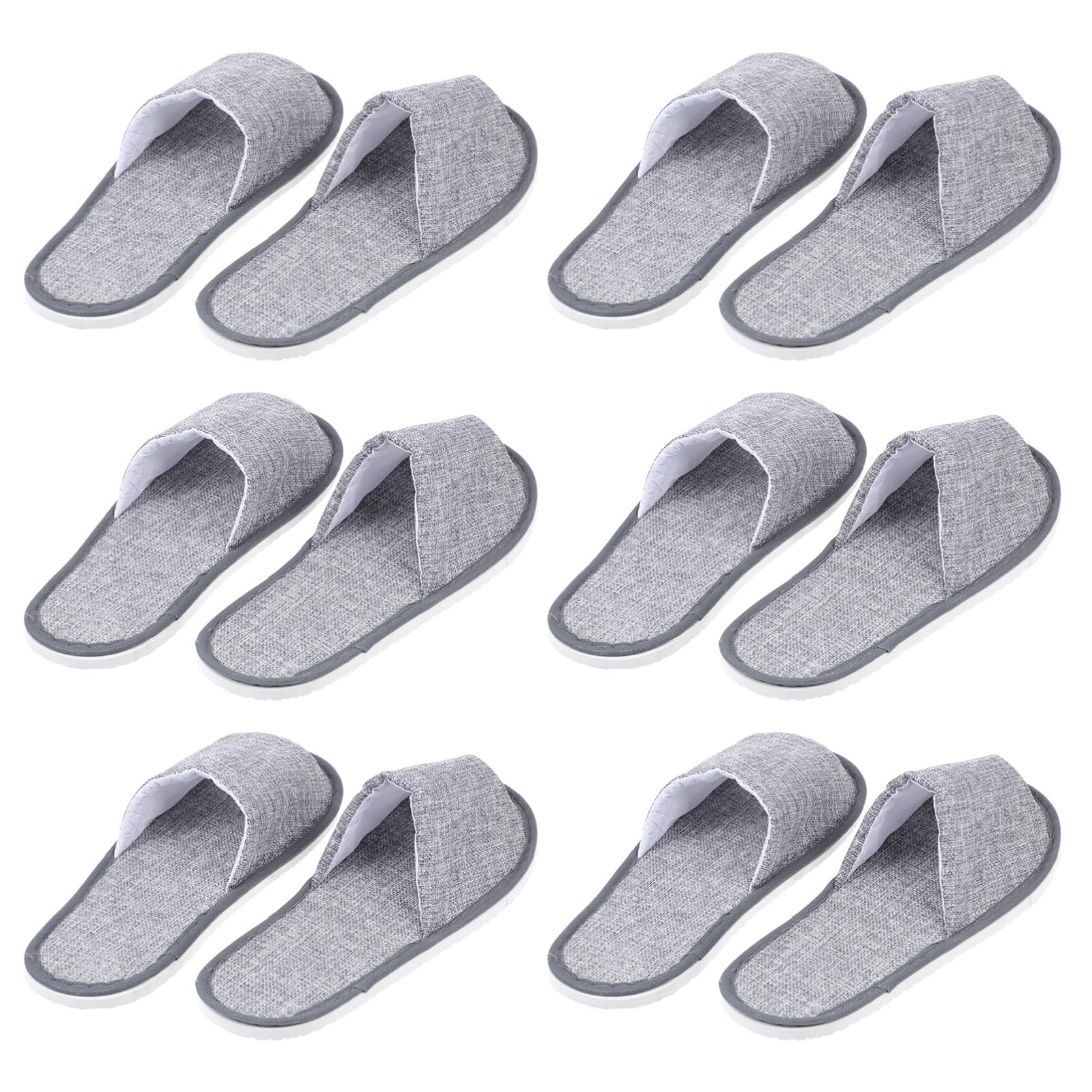 Happyyami Hotel Disposable Slippers 6 Pairs Open Toe Anti-Slip Spa Slippers for Travel Home Guest Use Breathable Cloth Design