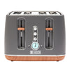 Haden Dorchester Grey Toaster 4 Slice - Variable Browning Levels - Digital Controls & Wide Slots 4 Slice Toaster - Cancel/Defrost/Reheat Settings -