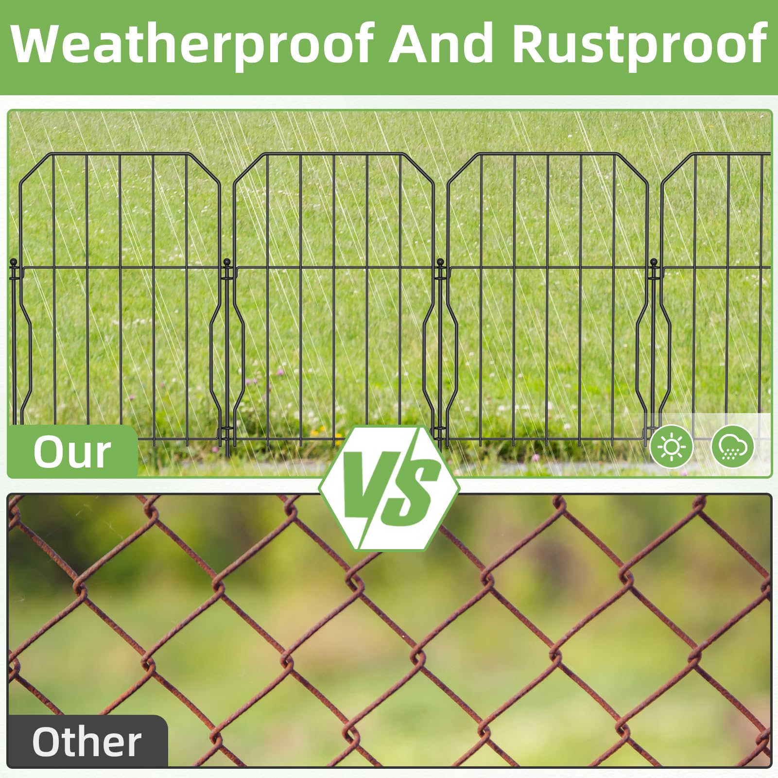 WELDUN Metal Garden Fence, Total 590CM(L) ? 41CM(H), 19 Pack Small Fencing for Dogs, Decorative Fences Garden Flower Bed and Animal Barrier, for
