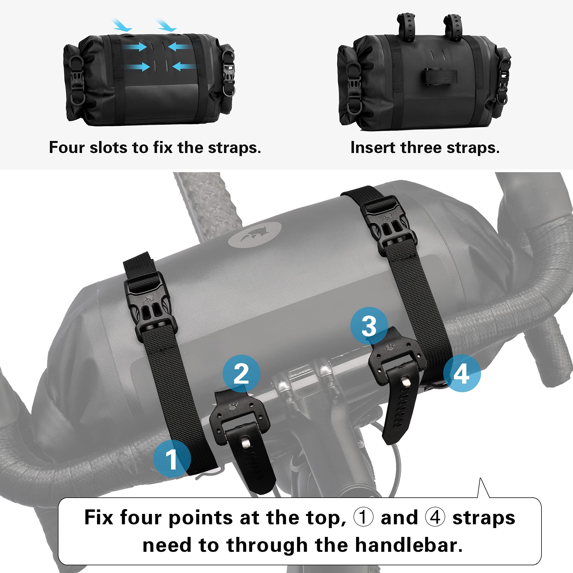 Rhinowalk 2PC Bike Handlebar Set - Waterproof Bicycle Front Tube Bag, Large Capacity Storage, Shoulder Bag
