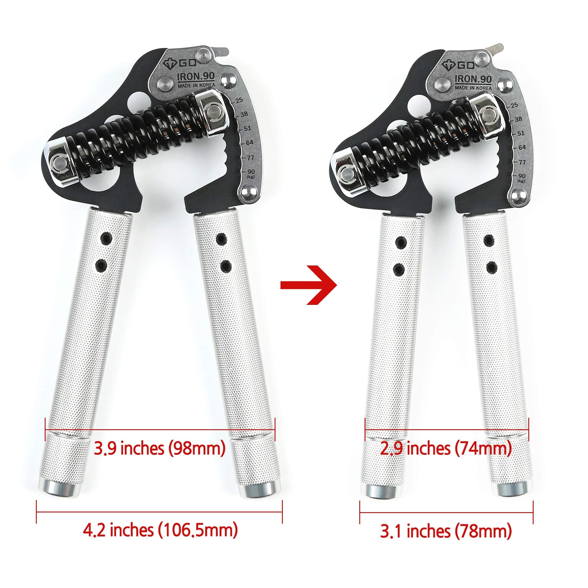 GD Iron Grip EXT 90 Hand Grip Strengthener Adjustable Hand Gripper (25 to 90kg) Hand Strength Trainer for Forearms, Wrist strengtheners Wrist Training