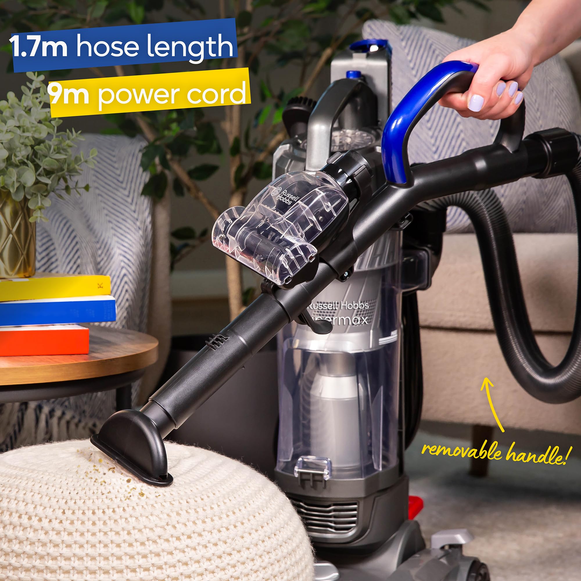 Russell Hobbs Vacuum RHUV7001, Upright Vaccum, Grey & Blue