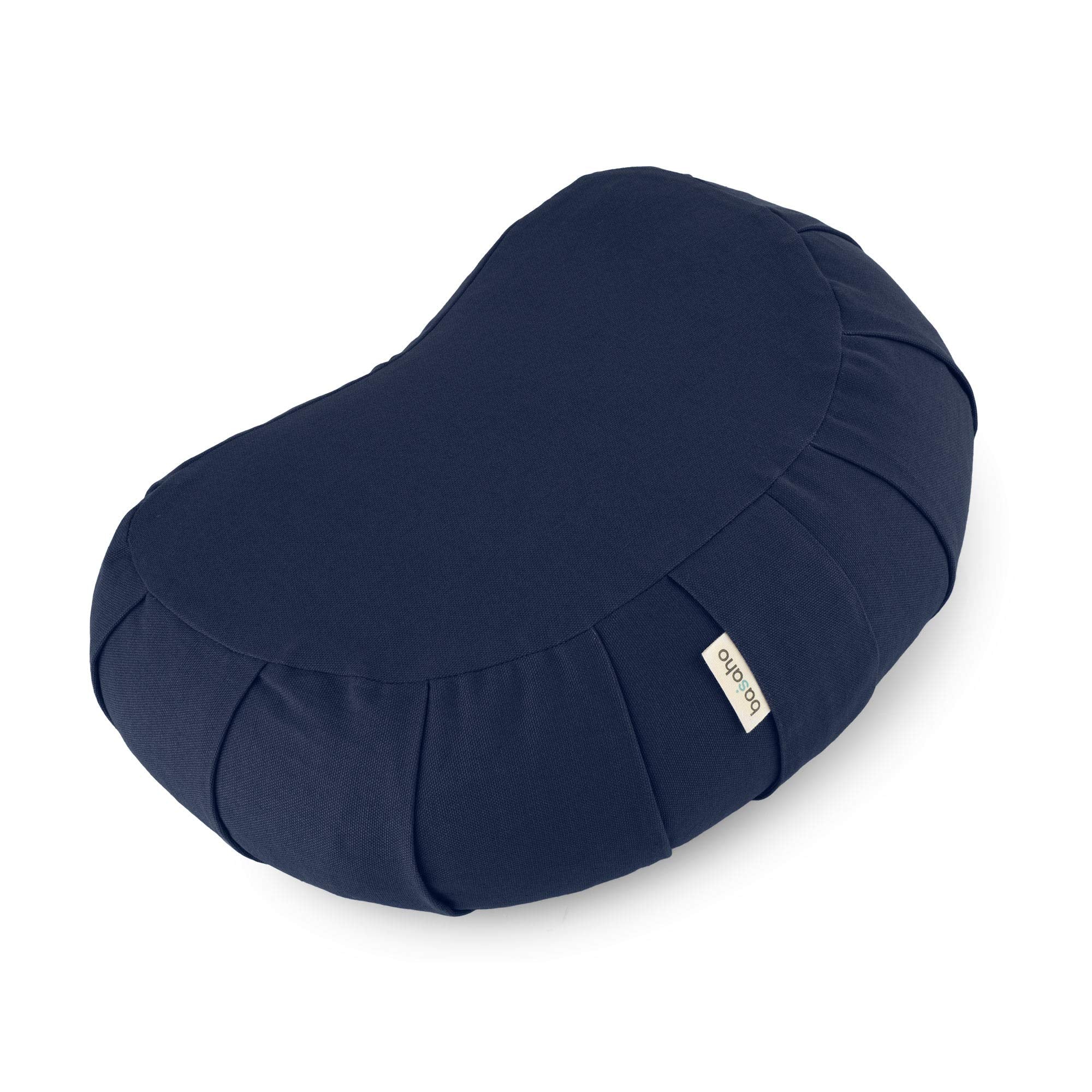 basaho CRESCENT Zafu Meditation Cushion | Organic Cotton | Buckwheat Hulls | Removable Washable Cover (Midnight Blue)
