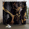 Xiaoterna Marble Shower Curtain Abstract Black Gold Marble Bathroom Curtain Gold Powder Sparkling Modern Luxury Marble Shower Curtain Machine Washable