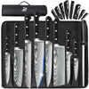 Dfito Chef Knife Sets with Roll Bag, 9 Pieces Professional Knife Set, High Carbon Stainless Steel Kitchen Chef Knife Set, ABS Handle, Dishwasher Safe