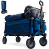 TIMBER RIDGE Festival Trolley on Wheels, 135L Folding Camping Wagon with Adjustable Handle & Cup Holder, Collapsible Beach Cart Foldable for Outdoor