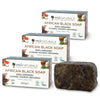 PraNaturals 100% Organic Raw African Black Soap 3x 200g, Ethically Sourced and Handcrafted in Ghana, For All Skin Types, Detoxifying and Anti-Ageing