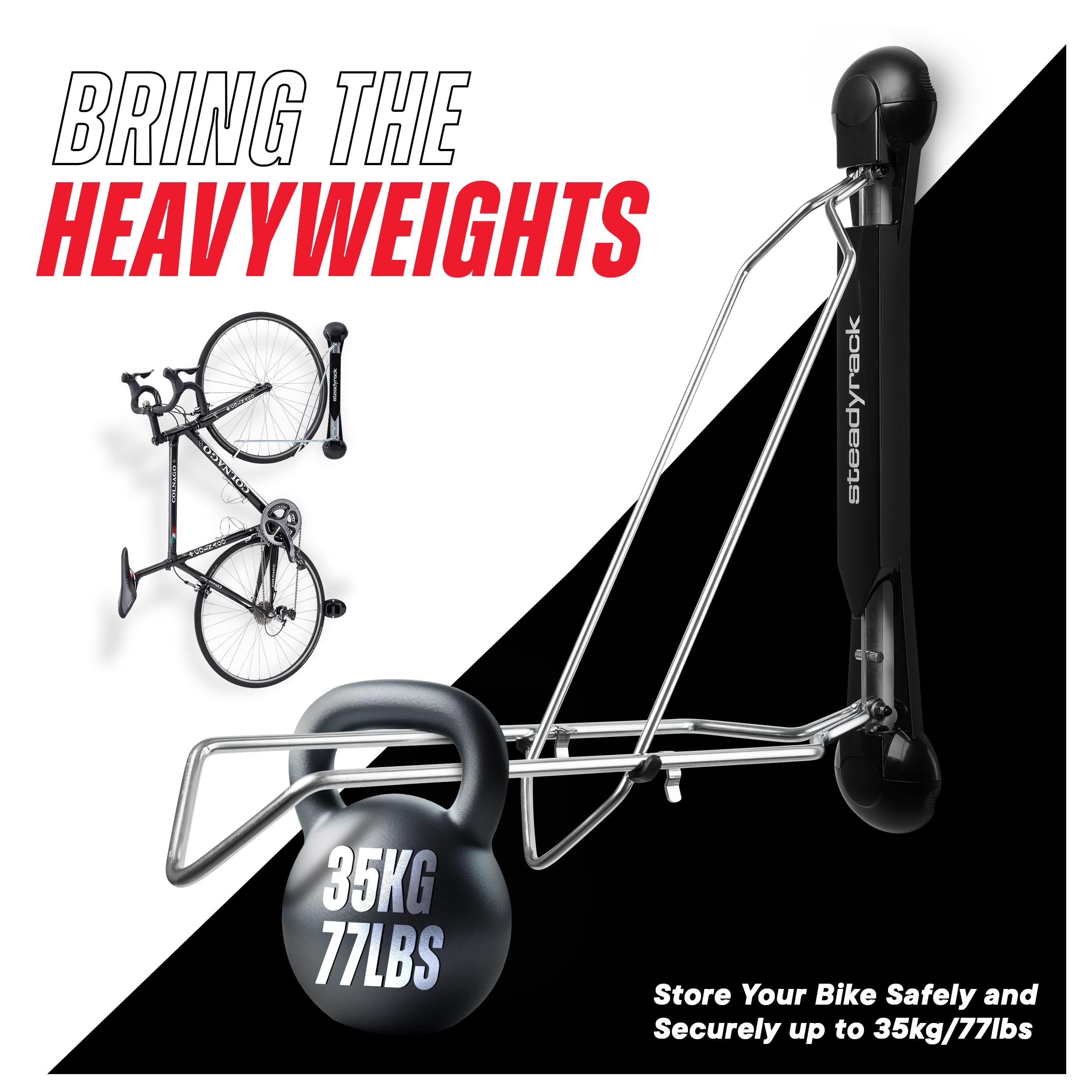 Steadyrack Bike Racks - Classic Rack - Wall Mounted Bike Rack Storage Solution for Your Home, Garage, or Bike Park