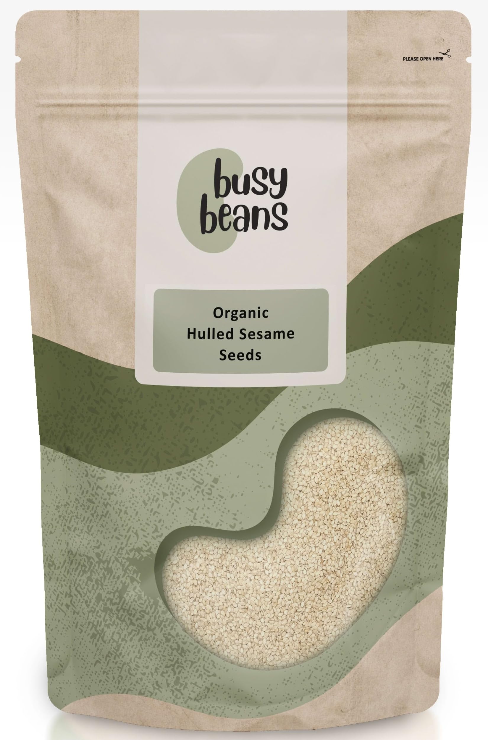 Organic Sesame Seeds Hulled - Certified Organic- by Busy Beans Organic (1kg)