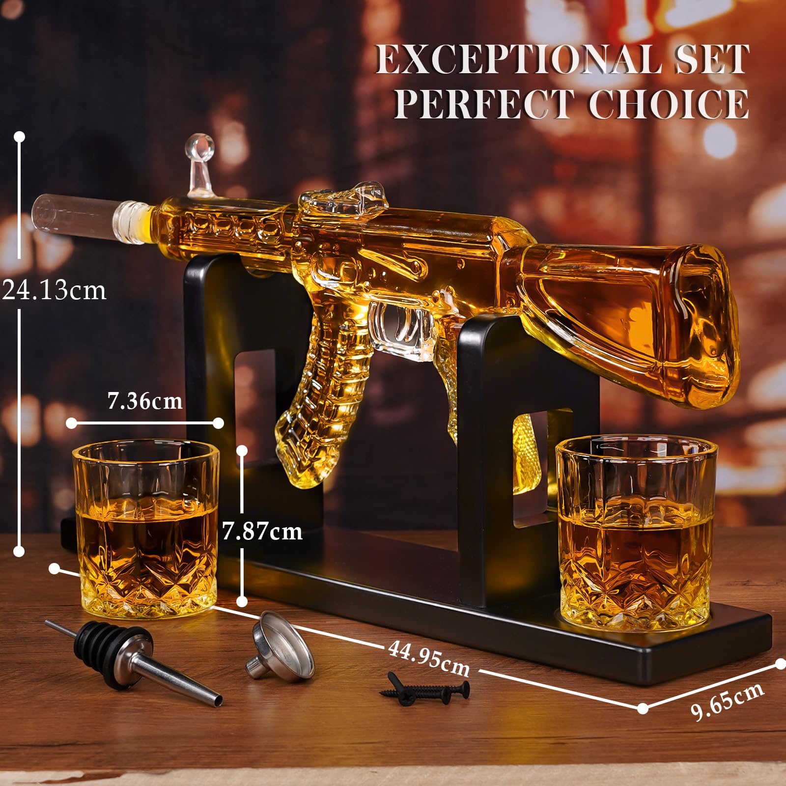 Oaksea Christmas Whiskey Gift Sets for Men, AK47 Whiskey Decanter Set with 2 Glasses, Unique Birthday Gifts for Dad Grandad, Cool Secret Santa