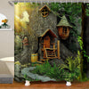 Woodland Waterproof Tree House Decor Bathroom Shower Curtain Kids Boys Girls Fantasy Cartoon Illustration Art Curtains,180x200cm