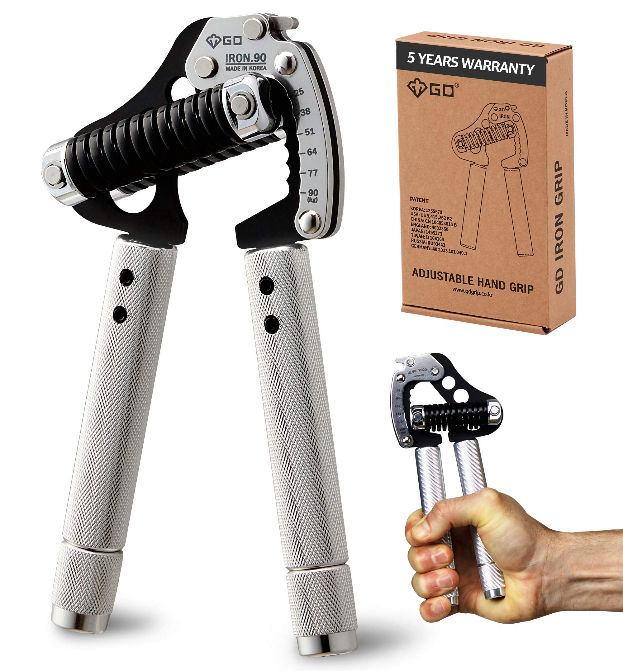GD Iron Grip EXT 90 Hand Grip Strengthener Adjustable Hand Gripper (25 to 90kg) Hand Strength Trainer for Forearms, Wrist strengtheners Wrist Training