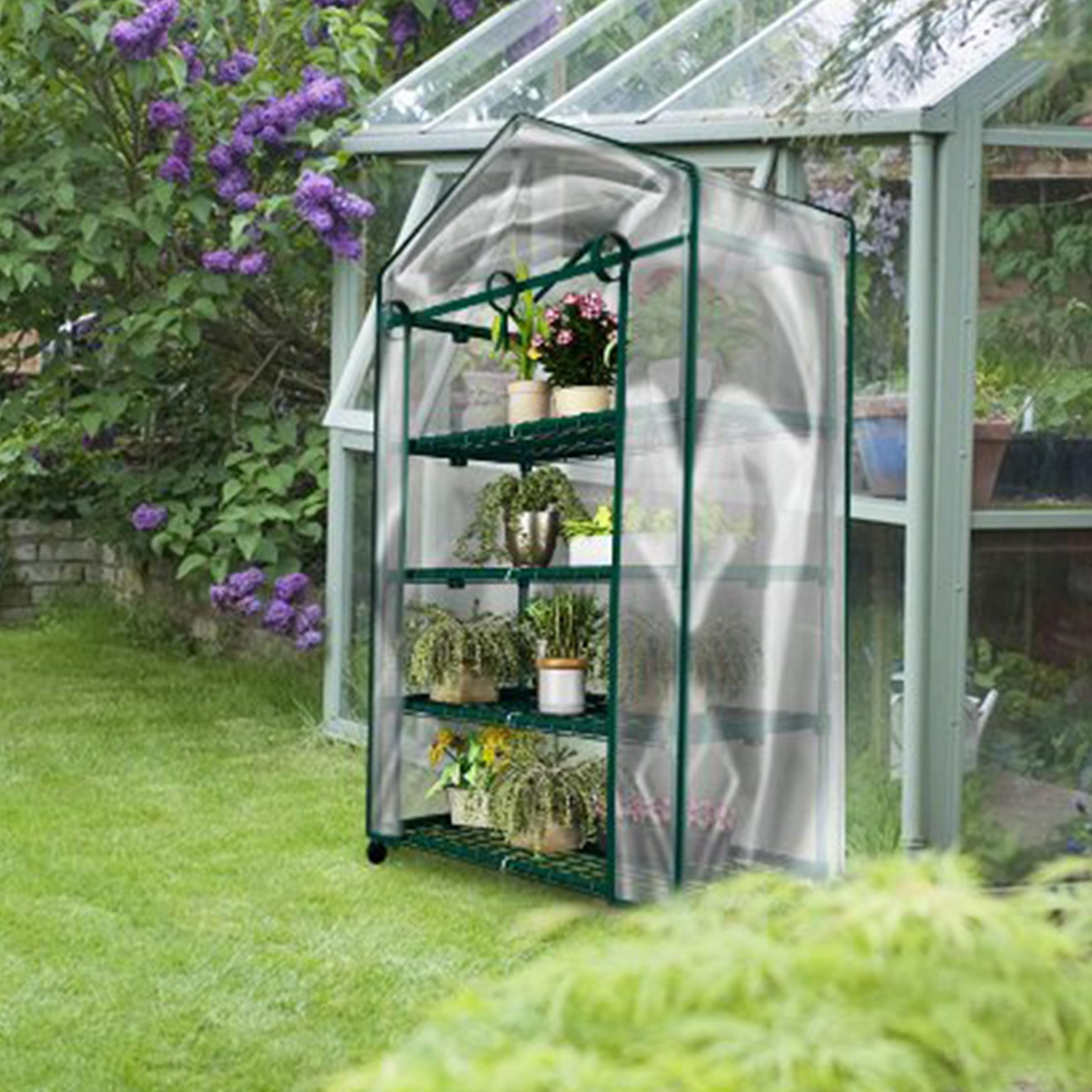 Home-Complete HC-4201 Mini Greenhouse-4-Tier Indoor Outdoor Sturdy Portable Shelves-Grow Plants, Seedlings, Herbs, or Flowers In Any Season-Gardening