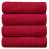 GC GAVENO CAVAILIA New Hampton Pack of 4 Bath Towel Set, 100% Ringspun Cotton, Extra Absorbent 450 GSM Luxury Bath Sheets, Red, 4PK