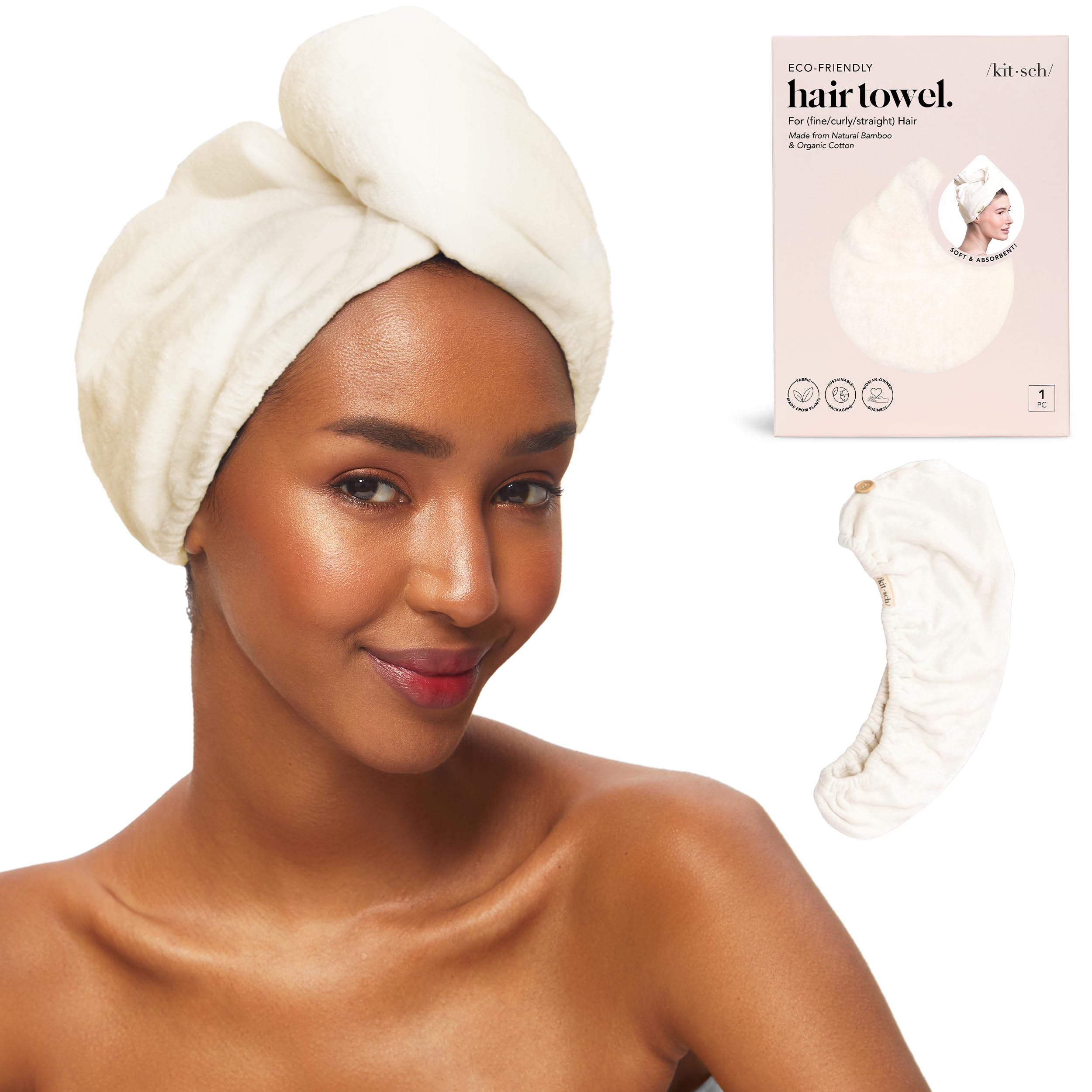 Kitsch Microfiber Hair Towel Wrap for Women - Microfiber Towel, Super Absorbent, Quick Dry, Anti-Frizz - for Long and Short Hairs, Turbans for Women,