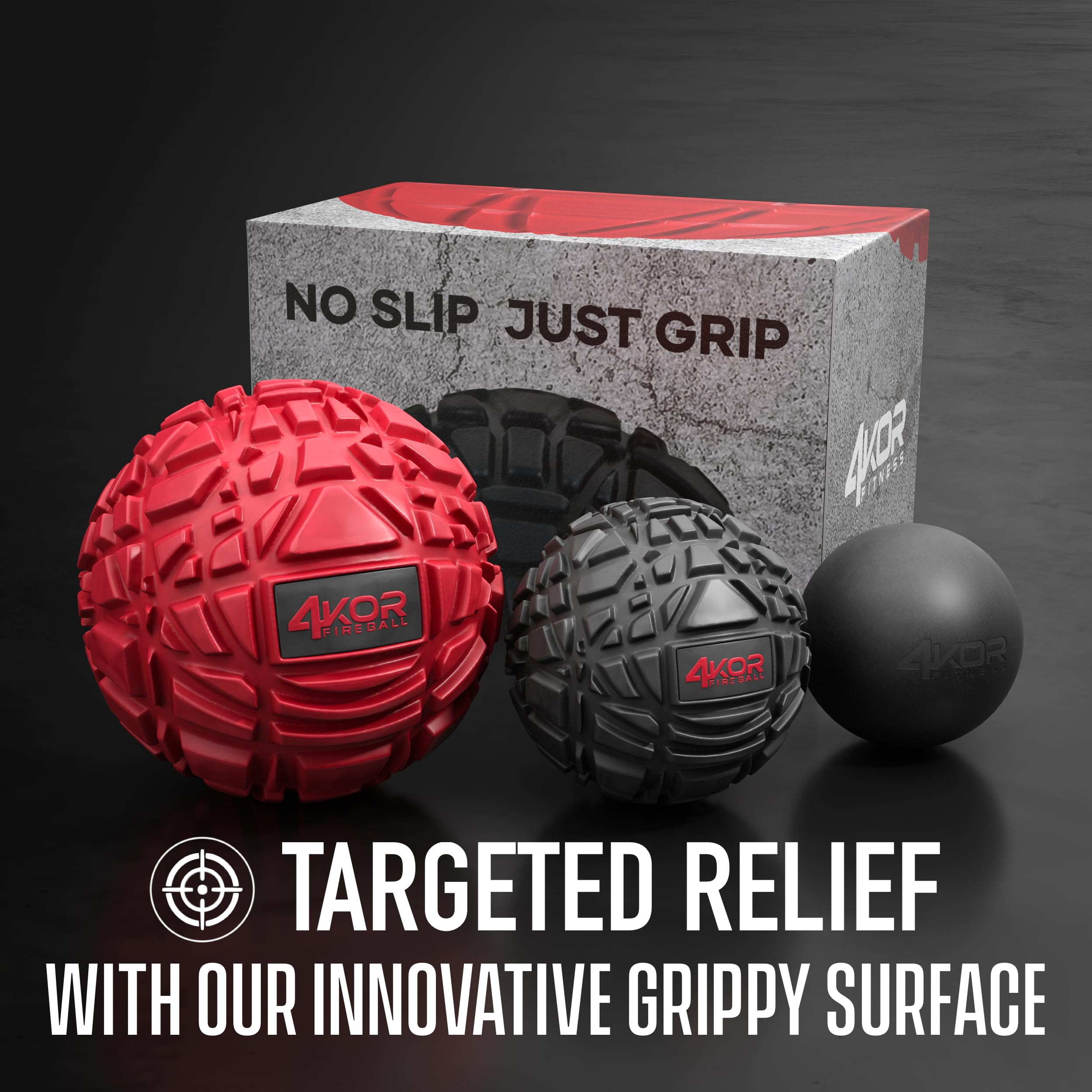 Massage Balls for Deep Tissue Muscle Recovery by 4KOR Fitness, Perfect for Myofascial Release and Trigger Point Therapy (12cm and 8cm 4KOR Fireball