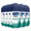 Sanex Men Sensitive Antiperspirant Roll-On Deodorant 6x50ml - 48 hour sweat protection - odour-fighting formula - slows down odour release - gentle on