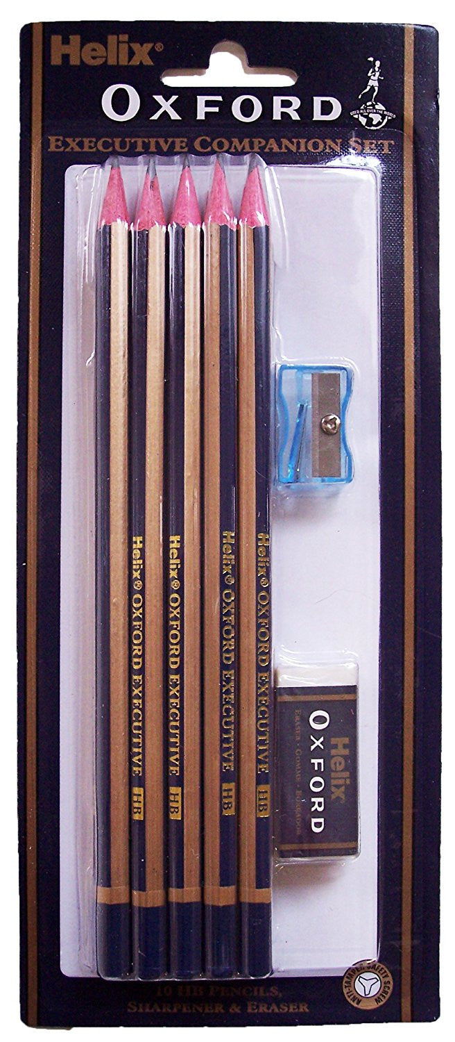 Helix Oxford Executive Companion Set - 10 Pencils (HB) , Eraser (Rubber) & Pencil Sharpener