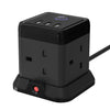 Cube Extension Lead with 3 USB Slots 13A 3250W Hulker 4 Gang Plug Socket with Switch 4 Way Power Strip with 3 USB Port 1.5M Extension Cord Black for