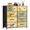 LNZHAO Large Chest of Drawers Bedroom: Dresser Drawers for Bedroom - 10 Fabric Drawers Storage Unit for Living Room Nursery Entryway Hallway Wood