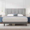 Yocreat Single Bed Frame, Light Grey, Upholstered Wooden Slat Bed Frame with Headboard, Easy Assembly, Underbed Storage, No Box Spring Needed 90?190