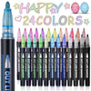 ECtury Stocking Fillers Kids, 24 Glitter Pens Outline Marker Pens, Arts and Crafts for Kids, Gifts for Teenage Girls Birthday Presents, Art Supplies