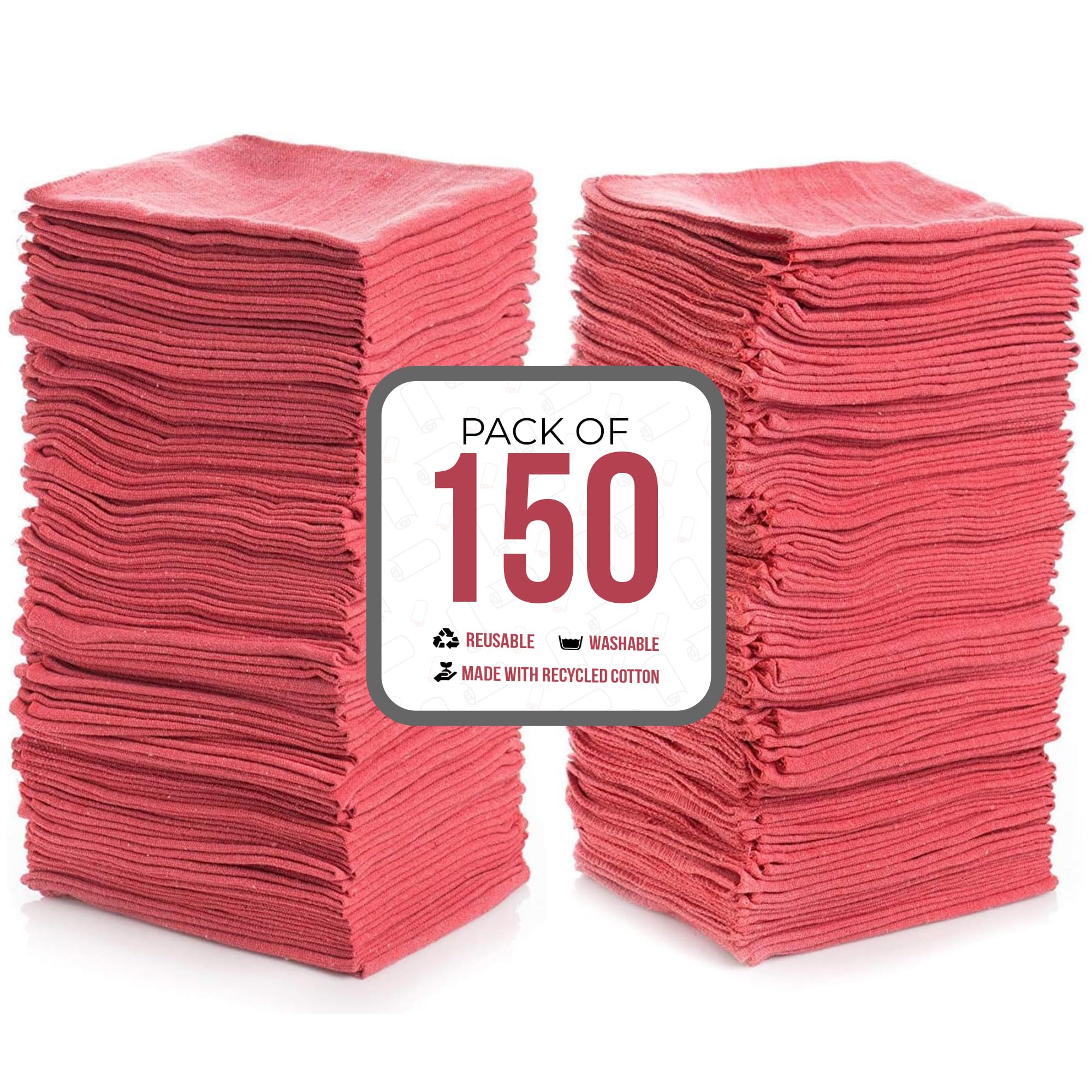 Simpli-Magic Premium Shop Towels 14?x12?, Commercial Grade Red, 150 Pack